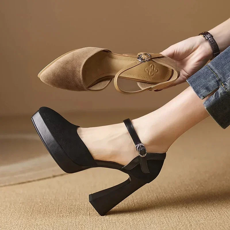 Aurore | Women's Platform Block Heel Pumps Ankle Strap High Heels