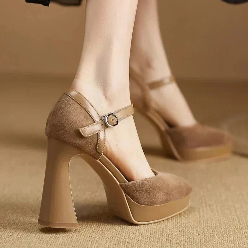Aurore | Women's Platform Block Heel Pumps Ankle Strap High Heels