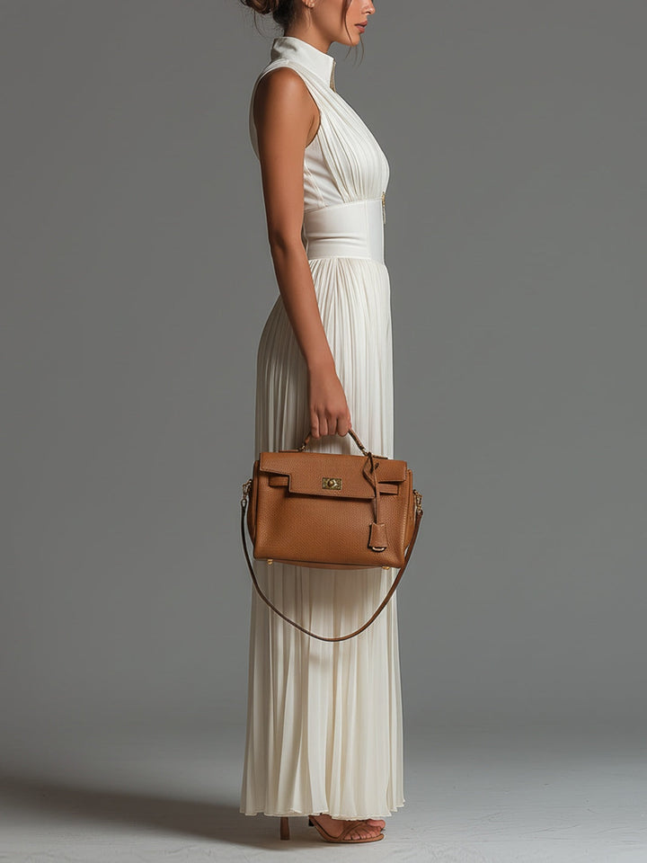 Amélie Jumpsuit | White Pleated Chiffon