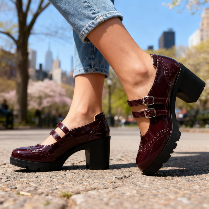 Brexley | Women's Double Strap Platform Mary Jane Heel